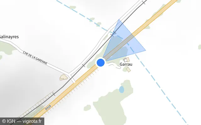 Vue plan de l'emplacement du radar fixe à Beaumont-de-Lomagne sur D 928