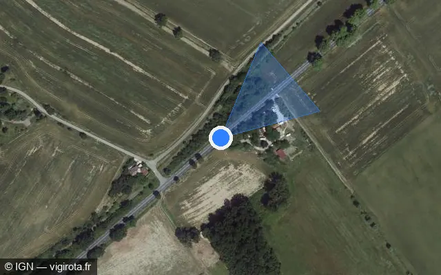 Vue satellite de l'emplacement du radar fixe à Beaumont-de-Lomagne sur D 928