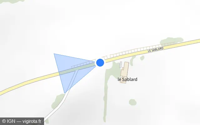 Vue plan de l'emplacement du radar fixe à Isle sur Route des Hauts de l'Aurence / D 79