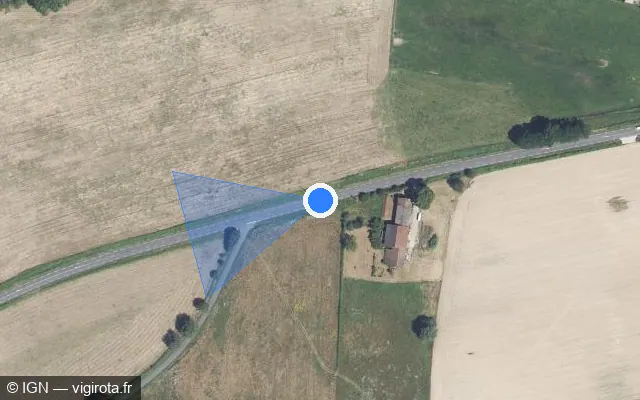 Vue satellite de l'emplacement du radar fixe à Isle sur Route des Hauts de l'Aurence / D 79