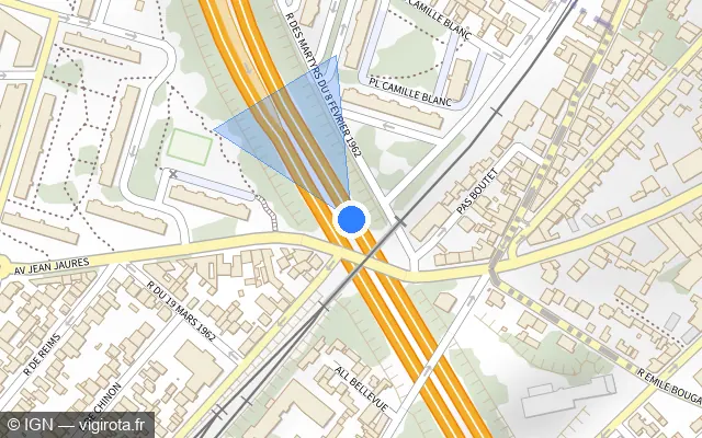 Vue plan de l'emplacement du radar fixe à Gentilly sur A 6a / E 05