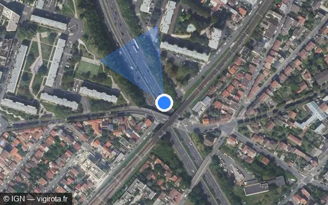 Vue satellite de l'emplacement du radar fixe à Gentilly sur A 6a / E 05