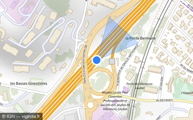 Vue plan de l'emplacement du radar fixe à Villeneuve-Loubet sur A 8 / E 80 / La Provençale