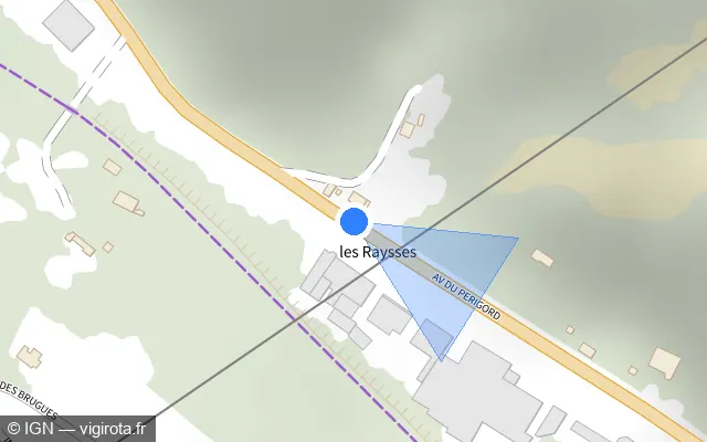 Vue plan de l'emplacement du radar fixe à Saint-Vincent-le-Paluel sur Avenue du Périgord / D 704
