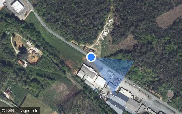Vue satellite de l'emplacement du radar fixe à Saint-Vincent-le-Paluel sur Avenue du Périgord / D 704
