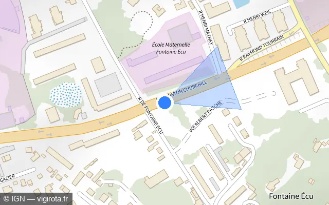 Vue plan de l'emplacement du radar fixe à Besançon sur Boulevard Winston Churchill