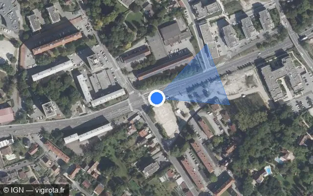 Vue satellite de l'emplacement du radar fixe à Besançon sur Boulevard Winston Churchill