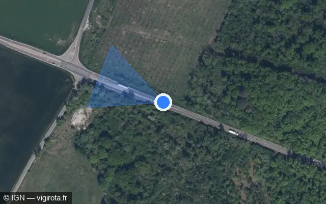 Vue satellite de l'emplacement du radar fixe à Courcelles-Sapicourt sur N 31 / E 46