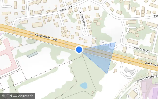 Vue plan de l'emplacement du radar fixe à Laval sur Boulevard des Trappistines / D 57