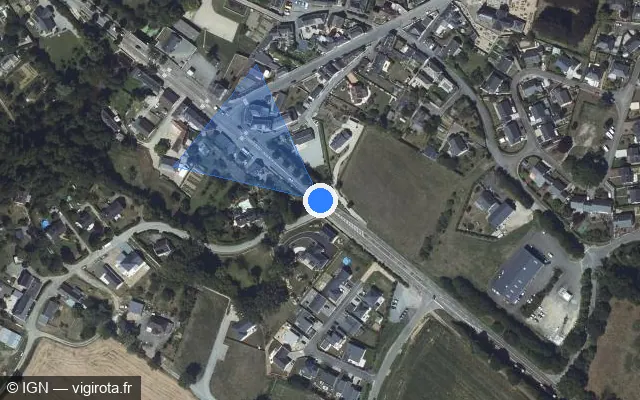 Vue satellite de l'emplacement du radar fixe à Forcé sur Route de Tours / D 21