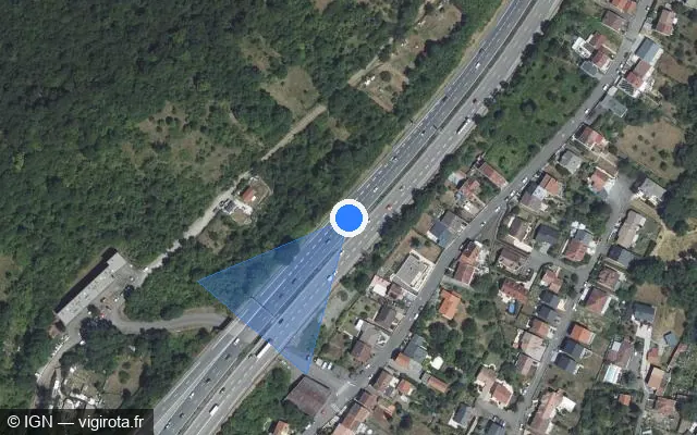 Vue satellite de l'emplacement du radar fixe à Malzéville sur A 31 / E 21 / E 23 / Autoroute de Lorraine-Bourgogne