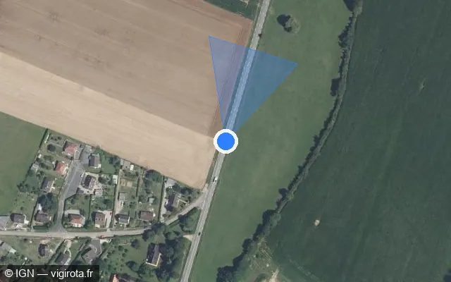 Vue satellite de l'emplacement du radar fixe à Villedieu-lès-Bailleul sur D 916