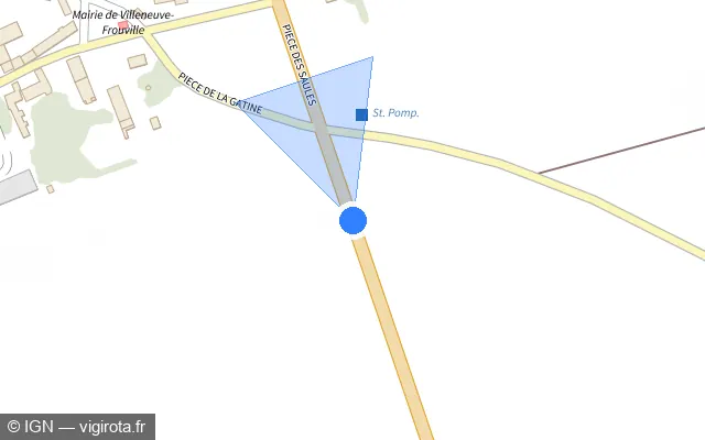 Vue plan de l'emplacement du radar fixe à Villeneuve-Frouville sur Route de Blois à Chateaudun / D 924