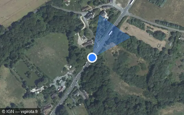 Vue satellite de l'emplacement du radar fixe à Saint-Amand-Longpré sur N 10
