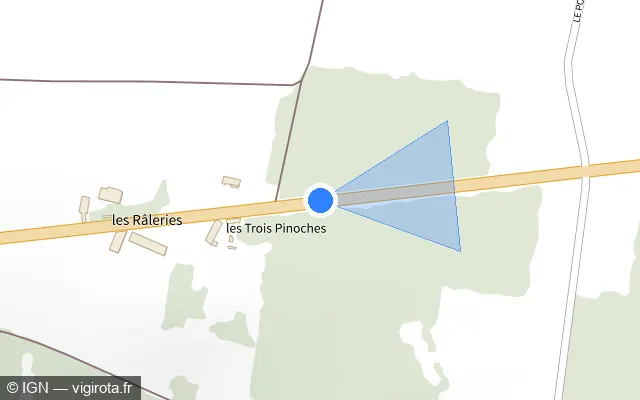 Vue plan de l'emplacement du radar fixe à Scorbé-Clairvaux sur Route de la Brunetterie / D 725