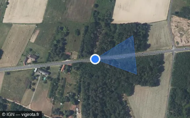 Vue satellite de l'emplacement du radar fixe à Scorbé-Clairvaux sur Route de la Brunetterie / D 725