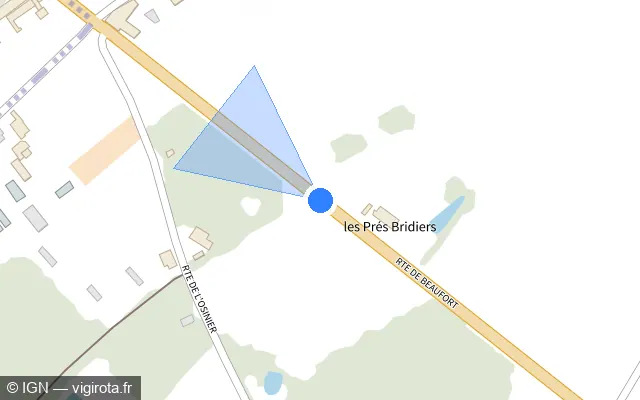 Vue plan de l'emplacement du radar fixe à Beaufort-en-Anjou sur Route de Beaufort / D 347