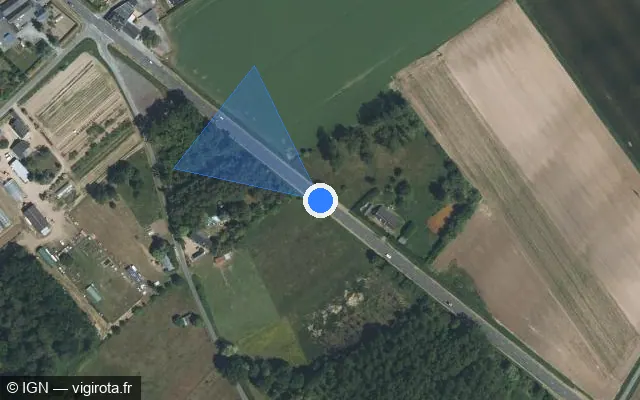 Vue satellite de l'emplacement du radar fixe à Beaufort-en-Anjou sur Route de Beaufort / D 347