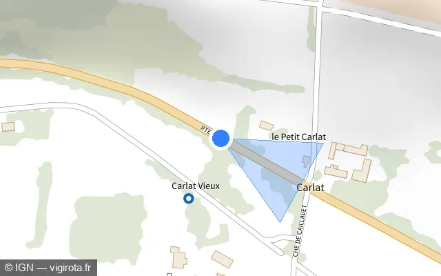 Vue plan de l'emplacement du radar fixe à Marambat sur Route d'Auch / D 1124