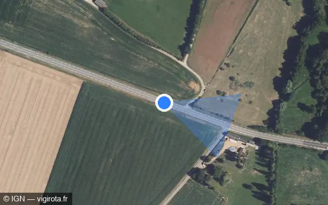 Vue satellite de l'emplacement du radar fixe à Belfonds sur D 958