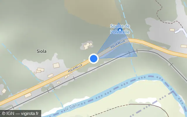Vue plan de l'emplacement du radar fixe à Volpajola sur T 20