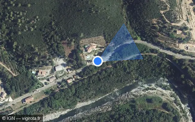 Vue satellite de l'emplacement du radar fixe à Volpajola sur T 20