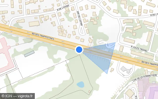 Vue plan de l'emplacement du radar fixe à Laval sur Boulevard des Trappistines / D 57