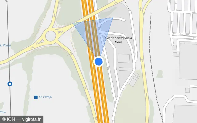 Vue plan de l'emplacement du radar fixe à La Maxe sur A 31 / E 21 / E 23 / Autoroute de Lorraine-Bourgogne