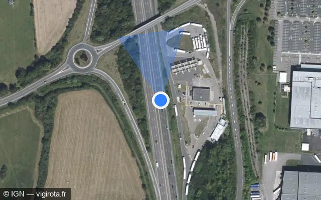 Vue satellite de l'emplacement du radar fixe à La Maxe sur A 31 / E 21 / E 23 / Autoroute de Lorraine-Bourgogne
