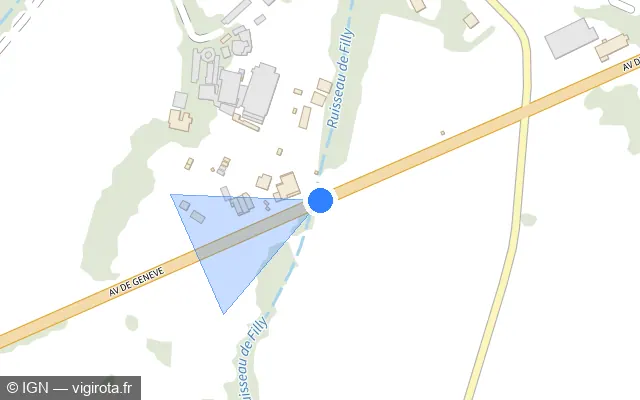 Vue plan de l'emplacement du radar fixe à Sciez sur Avenue de Genève / D 1005