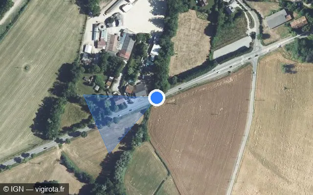 Vue satellite de l'emplacement du radar fixe à Sciez sur Avenue de Genève / D 1005