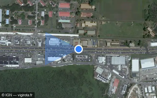 Vue satellite de l'emplacement du radar fixe à Pointe-à-Pitre sur N 1