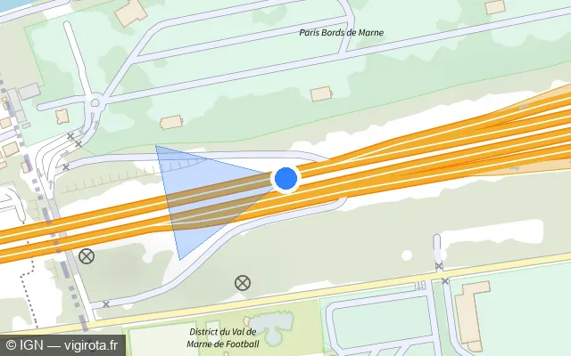Vue plan de l'emplacement du radar fixe à Nogent-sur-Marne sur A 4 / E 50 / Autoroute de l’Est