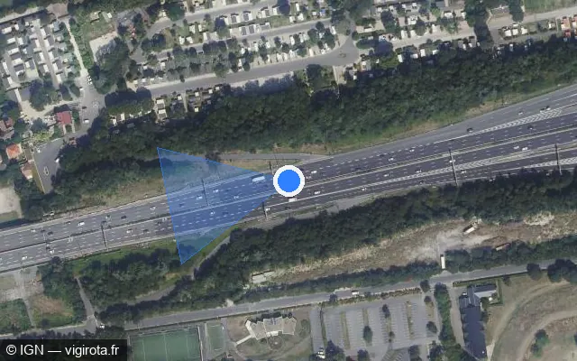 Vue satellite de l'emplacement du radar fixe à Nogent-sur-Marne sur A 4 / E 50 / Autoroute de l’Est