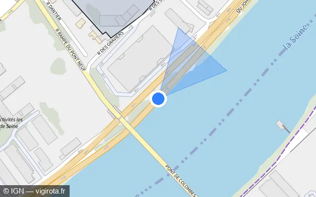 Vue plan de l'emplacement du radar fixe à Colombes sur Quai de Bezons / D 311