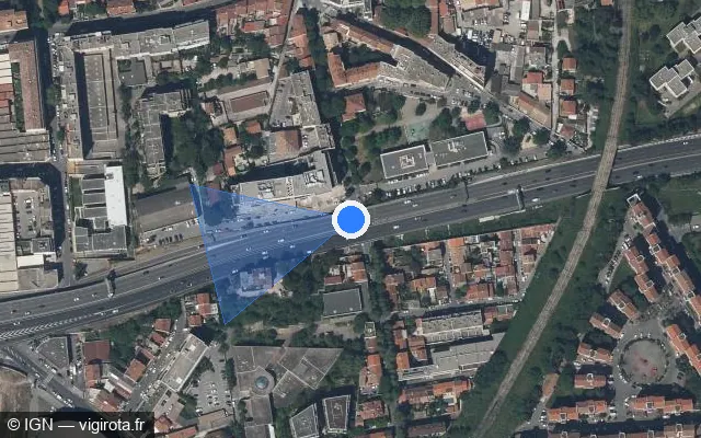 Vue satellite de l'emplacement du radar fixe à Marseille sur A 50 / Autoroute Est