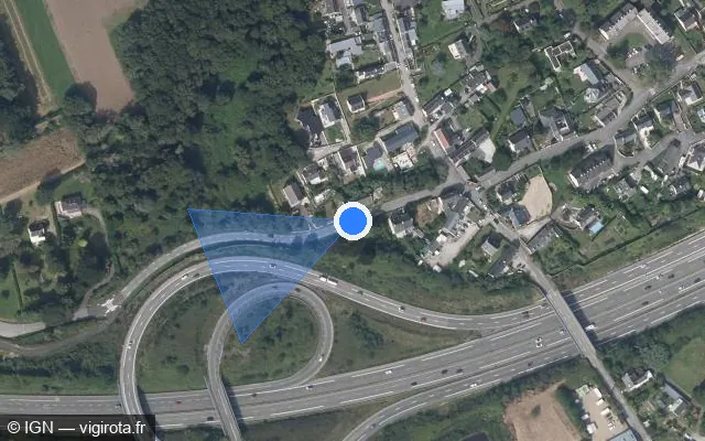 Vue satellite de l'emplacement du radar fixe à Lorient sur Rue du Vieux Moulin