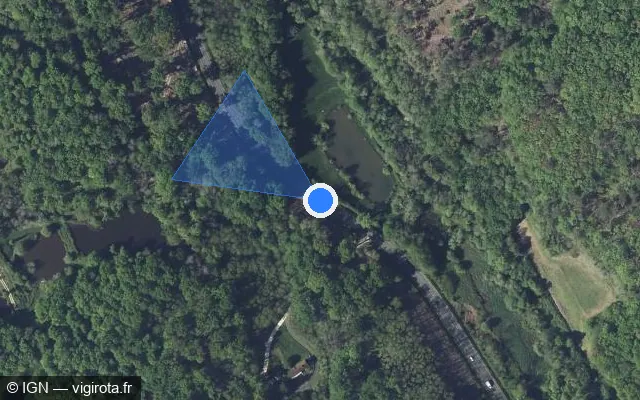 Vue satellite de l'emplacement du radar fixe à Saint-Vincent-de-Connezac sur Route de Chaban / D 709