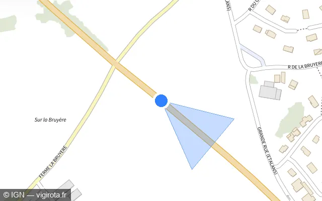 Vue plan de l'emplacement du radar fixe à Fallerans sur N 57 / E 23