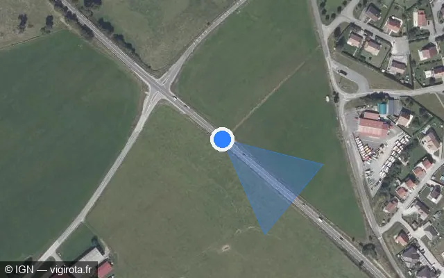 Vue satellite de l'emplacement du radar fixe à Fallerans sur N 57 / E 23