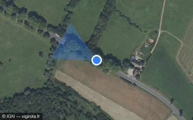 Vue satellite de l'emplacement du radar fixe à Sélestat sur D 424