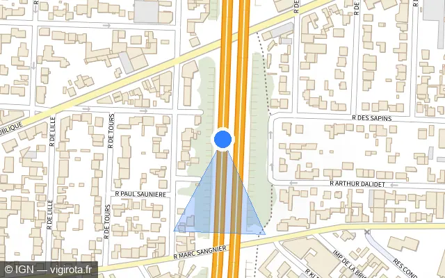 Vue plan de l'emplacement du radar fixe à Maisons-Alfort sur A 86
