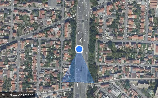 Vue satellite de l'emplacement du radar fixe à Maisons-Alfort sur A 86