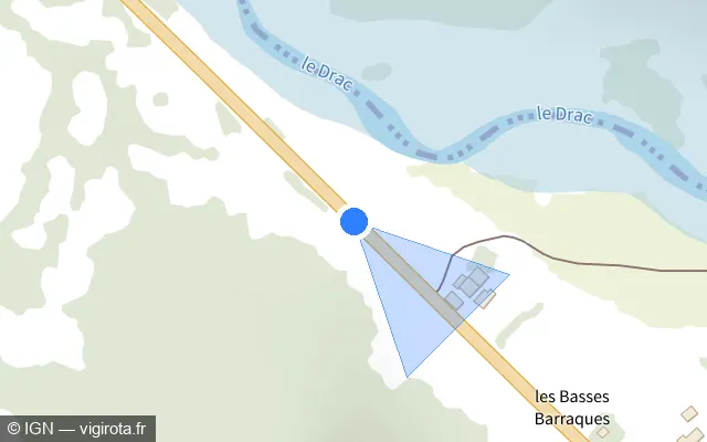 Vue plan de l'emplacement du radar fixe à Poligny sur Route des Gorges / N 85