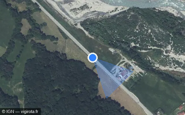 Vue satellite de l'emplacement du radar fixe à Poligny sur Route des Gorges / N 85