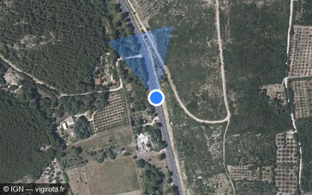 Vue satellite de l'emplacement du radar fixe à Marguerittes sur D 135