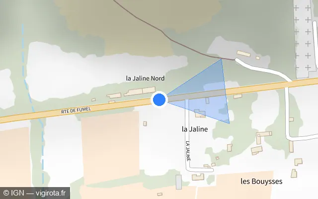 Vue plan de l'emplacement du radar fixe à Duravel sur Route de Fumel / D 811