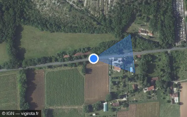 Vue satellite de l'emplacement du radar fixe à Duravel sur Route de Fumel / D 811