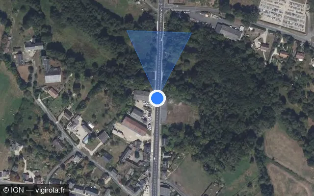 Vue satellite de l'emplacement du radar fixe à La Chapelle-d'Angillon sur Avenue Alain-Fournier / D 940