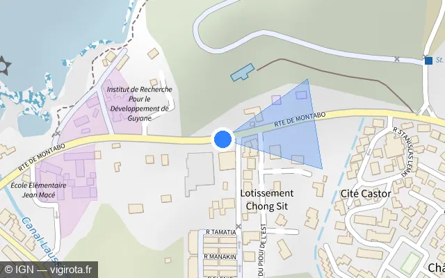 Vue plan de l'emplacement du radar fixe à Cayenne sur Route de Montabo / D 1